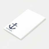 Eenvoudig monogram Nautical Anchor Navy Blue White Post-it® Notes (Schuin)