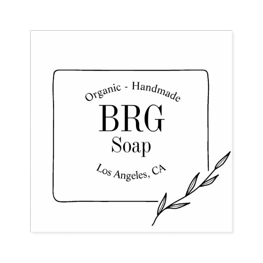 Eenvoudig monogram organisch handgemaakt zeeprubbe 	rubberstempel (Afrduk)