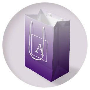 Eenvoudig monogram    Paarse gradiënt Ombre Medium Cadeauzakje