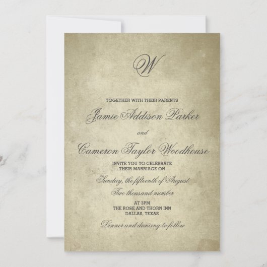 Eenvoudig Monogram |  papieren bruiloft Kaart (Voorkant)