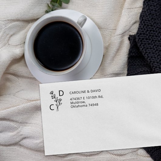 Eenvoudig Monogram retouradres Rubberstempel