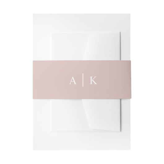 Eenvoudig monogram roze uitnodigingsbuikband uitnodigingen wikkel (Voorkant Voorbeeld)