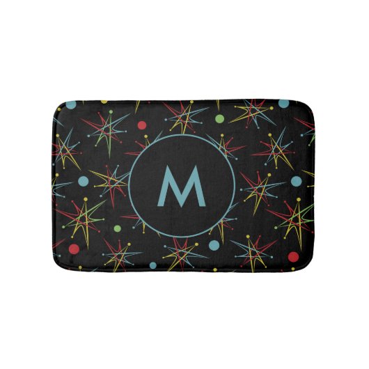 Eenvoudig monogram ruimtetijdperk atoomretro Dot C Badmat (Voorkant)