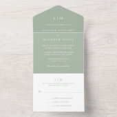 Eenvoudig Monogram Sage Groen Formele Elegante Huw All In One Uitnodiging (Binnen)