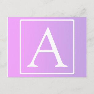Eenvoudig Monogram   Subtiele roze/Paarse ombre Briefkaart