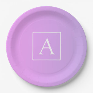 Eenvoudig Monogram Subtiele roze/Paarse ombre Papieren Bordje
