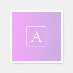 Eenvoudig Monogram Subtiele roze/Paarse ombre Servet