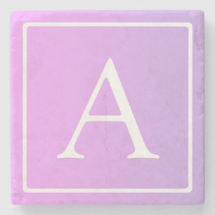 Eenvoudig Monogram   Subtiele roze/Paarse ombre Stenen Onderzetter