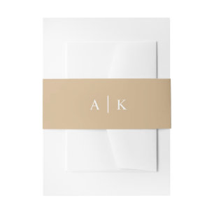 Eenvoudig monogram tan-buikband uitnodigingen wikkel