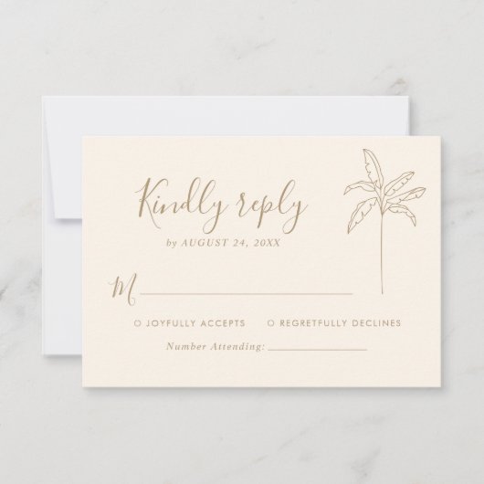 Eenvoudig Monogram Trouwlogo Palmboom RSVP (Voorkant)