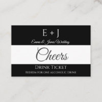 Eenvoudig Monogram Trouwreceptie Drinkticket