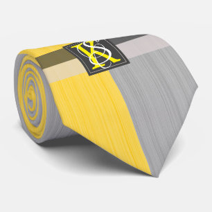 Eenvoudig monogram van twee-tonen geel en grijs In Stropdas