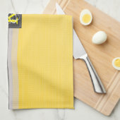 Eenvoudig monogram van twee-tonen geel en grijs In Theedoek (Quarter Fold)