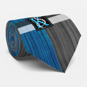 Eenvoudig monogram van twee tonnen blauw en grijze stropdas (Opgerold)