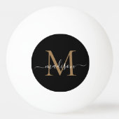 Eenvoudig Monogram Zwart Goud Elegant Girly Script Pingpongballen (Voorkant)