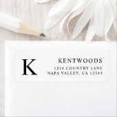 Eenvoudig Monogram Zwart-wit Retouradres Etiket (Insitu)