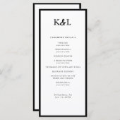 Eenvoudig Monogram Zwart-Wit Trouwprogramma Programma (Voorkant / Achterkant)