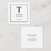 Eenvoudig Monogram zwart-wit Vierkante Visitekaartje (Voorkant / Achterkant)