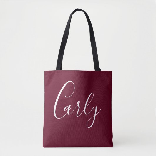 Eenvoudig Monogrammed Burgundy Canvas tas (Voorkant)