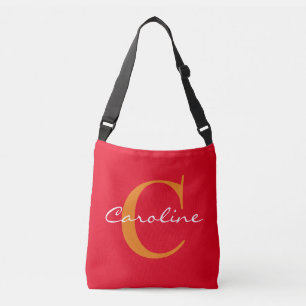 Eenvoudig Monogrammen en Namen + uw achtergrond. e Crossbody Tas