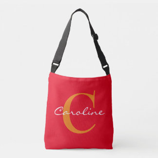 Eenvoudig Monogrammen en Namen + uw achtergrond. e Crossbody Tas
