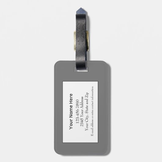 Eenvoudig monogrammen modern, stijlvol, grijs reiz bagagelabel (Achterkant verticaal)