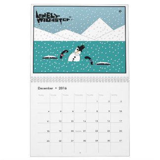 Eenvoudig Monster Cartoon kalender (twee pagina's)