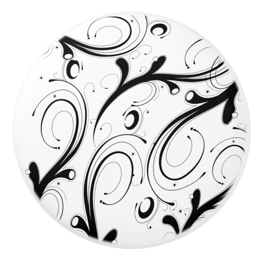 Eenvoudig mooi zwart-wit schuifwiel keramische knop (Voorkant)