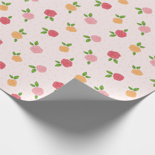 Eenvoudig Mooie Bloemige Roze Gouden Roos Patroon Cadeaupapier