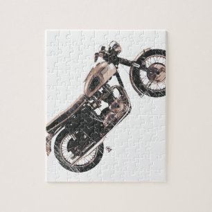 Eenvoudig mooie klassieke motorfiets legpuzzel