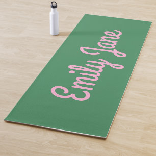 Eenvoudig Mooie Roze en Groene Script Persoonlijk Yogamat