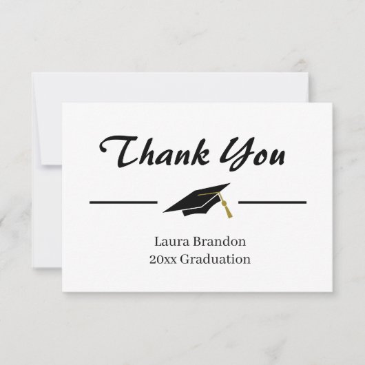 Eenvoudig Mortarboard-Afstuderen Dank u wel Bedankkaart (Voorkant)