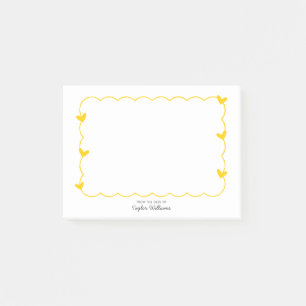 Eenvoudig mosterd gegolfde rand hart briefpapier post-it® notes