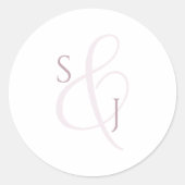 Eenvoudig mosterd roze monogram bruiloft envelop ronde sticker (Voorkant)