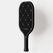 Eenvoudig, naadloos patroonzwart/wit pickleball paddle (Links)