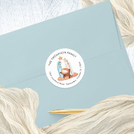 Eenvoudig Nativiteitsscherm Terugkeeradres Ronde Sticker