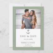 Eenvoudig nautisch anker De datum opslaan | Sage G Save The Date (Voorkant)
