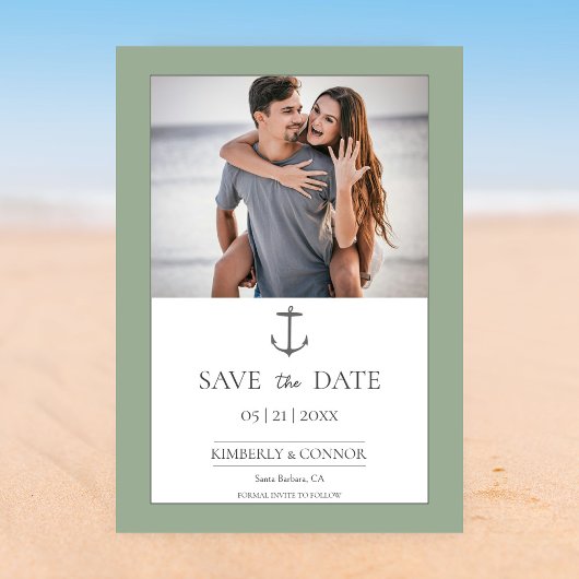 Eenvoudig nautisch anker De datum opslaan | Sage G Save The Date