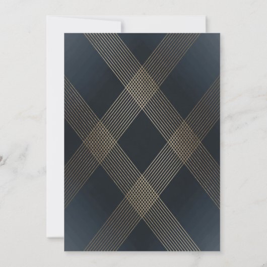 Eenvoudig 'Navy Modern Monogram Script Gold' Kaart (Achterkant)