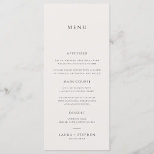 Eenvoudig Neutraal Ivoor Beige Bruiloft Menu