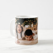 Eenvoudig neutraal monogram twee foto koffiemok (Voorkant links)