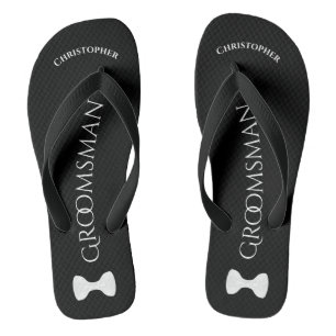 Eenvoudig non Groomsman Name & Bow Stropdas Wedden Teenslippers
