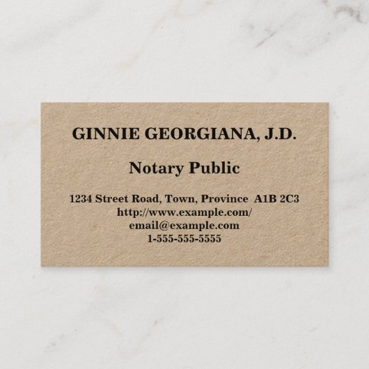 Eenvoudig Notarisch Openbaar Visitekaartje (Voorkant)