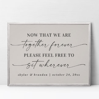 Eenvoudig off-White Seating Wedding Ceremony Sign Poster
