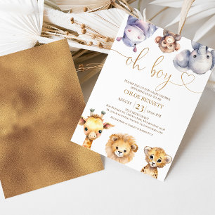 Eenvoudig Oh Boy Safari Dieren Baby shower Kaart