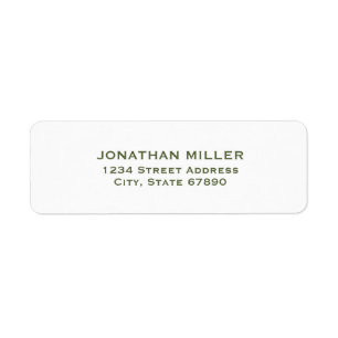 Eenvoudig Olive Green en White Return Address Labe Etiket