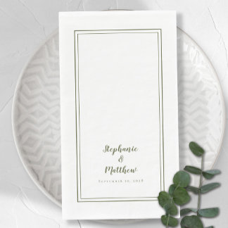 Eenvoudig olive Green Modern Minimalist Weddenscha Servet