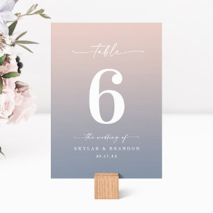 Eenvoudig ombre Blush Pink & Dusty Blue Wedding Kaart