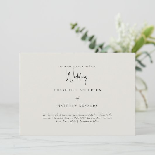 Eenvoudig ons Cream No Parents Wedding Kaart (Staand voorkant)