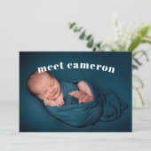 Eenvoudig Ontmoet Nieuwe Baby Jongen Geboorte Aankondiging (Staand voorkant)